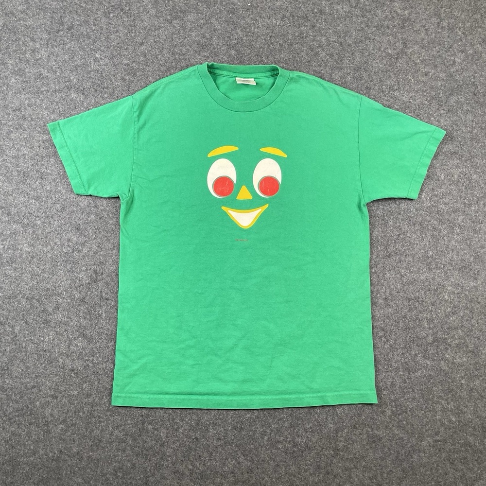 Vintage Gumby Big Face Promo T Shirt Adult L Green Y2K 90s Alstyle Apparel